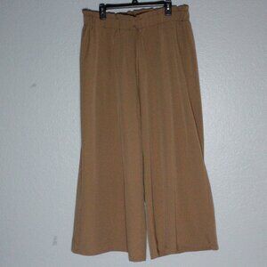 Shein Plus Camel Elastic Waist Wide Leg Pants